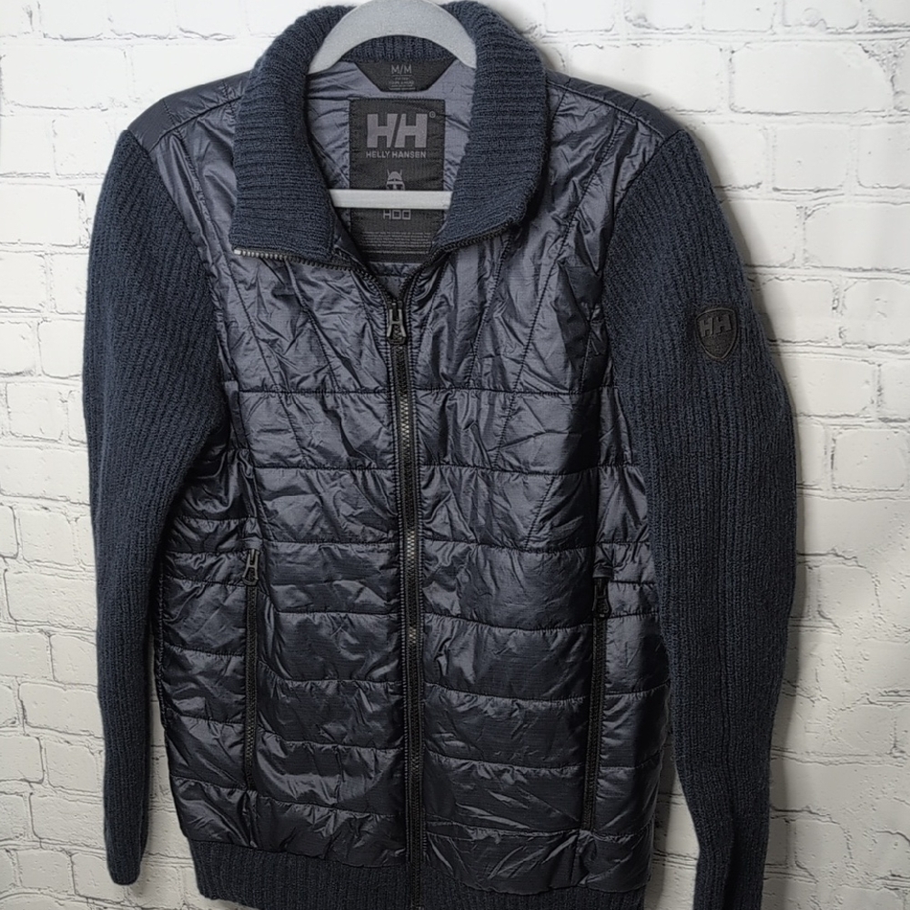 Helly Hansen Insulated Full Zip Ski Jacket With Wool Sleeves And Trim